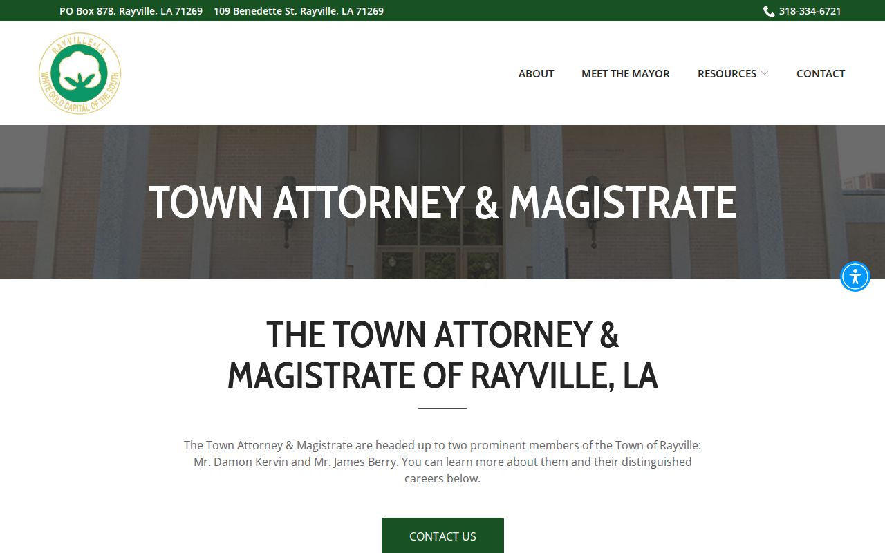 Rayville town attorney and magistrate page for municipal court matters tied to Rayville warrant records